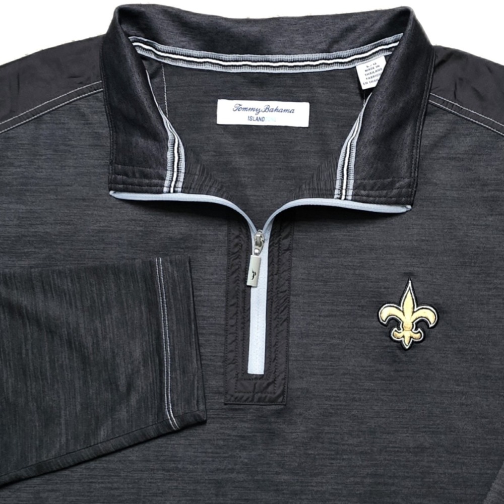 New Orleans Saints X Tommy Bahama Island Zone Football 1/4 Zip Pullover Mens L